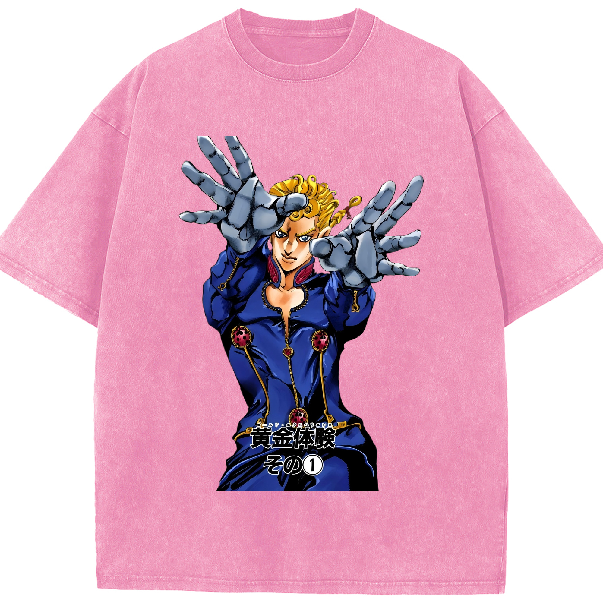 （画像用） ジョジョの奇妙な冒険 ジョルノ?ジョバァーナ JoJo's Bizarre Adventure Giorno Giovanna 綿100% ヴィンテージ風 半袖Tシャツ（フロントプリント）